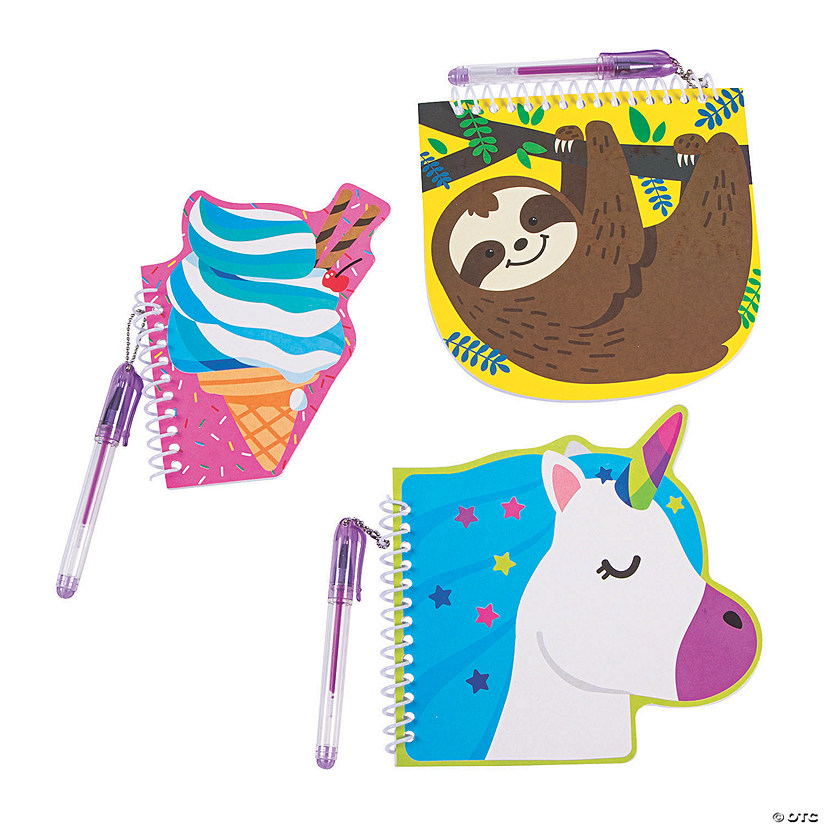 4 1/2" - 5 1/2" 30 pg. Fun Designs Spiral Notebooks with Pens - 12 Pc. Image