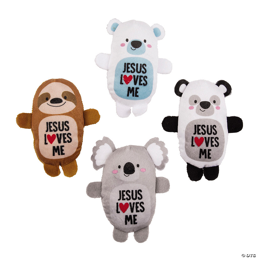 4 1/2" Bulk 50 Pc. Jesus Loves Me Stuffed Animal Handout Assortment Image