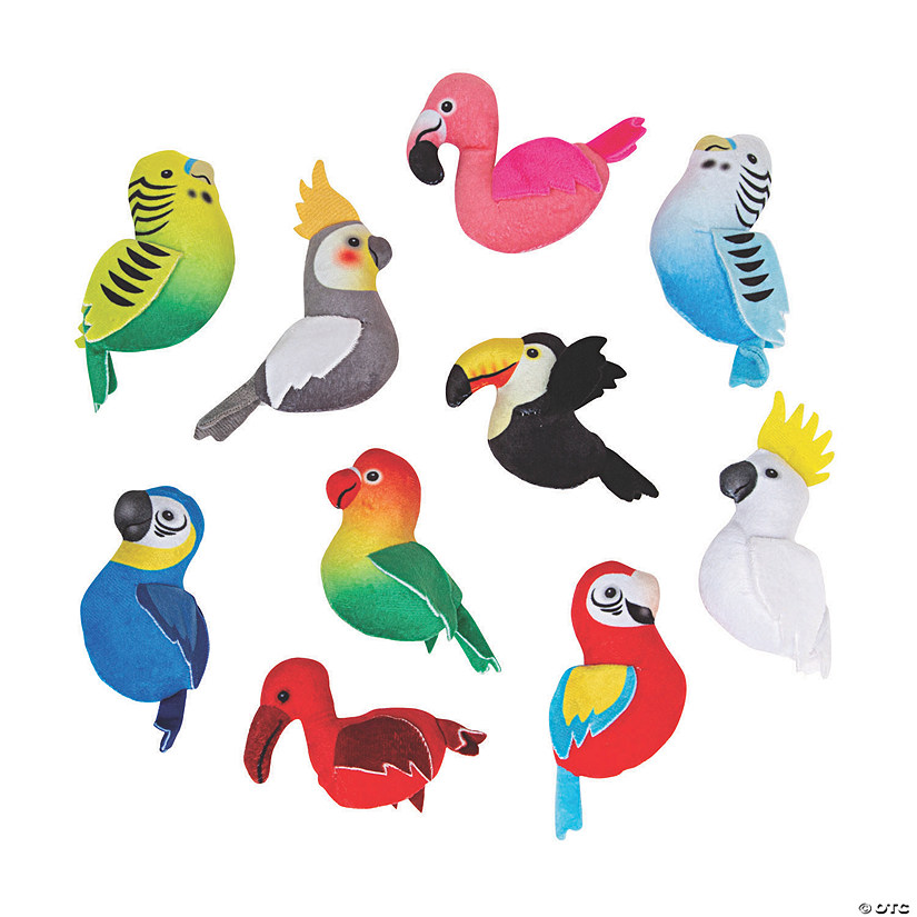 4 1/2" Bulk 50 Pc. Multicolored Stuffed Tropical Bird Assortment Image