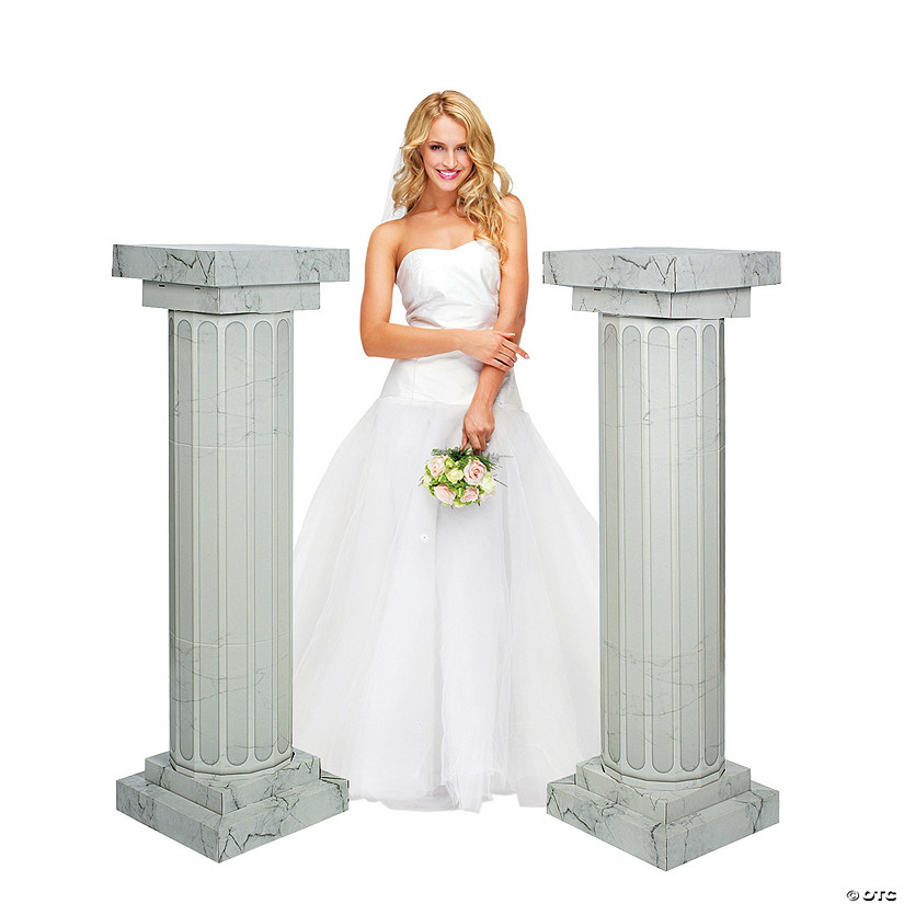 4 1/2-Ft. 3D Marble-Look Fluted Column Cardboard Stand-Ups - 2 Pc. Image