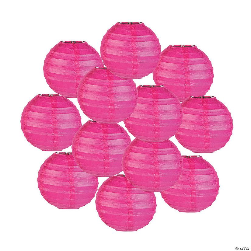 4 1/2" Mini Hot Pink Hanging Paper Lanterns - 12 Pc. Image