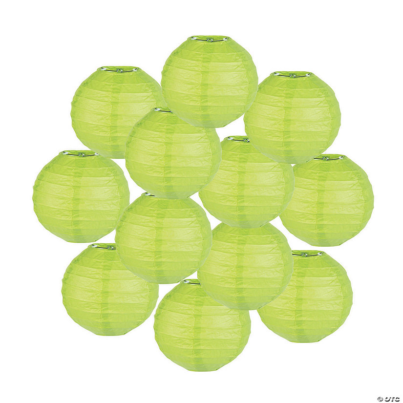 4 1/2" Mini Lime Green Hanging Paper Lanterns - 12 Pc. Image