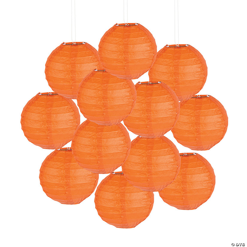 4 1/2" Mini Orange Hanging Paper Lanterns &#8211; 12 Pc. Image