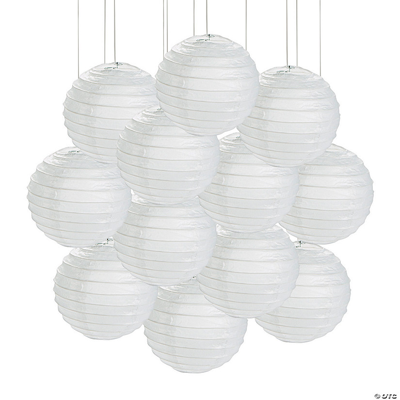 4 1/2" Mini White Hanging Paper Lanterns &#8211; 12 Pc. Image