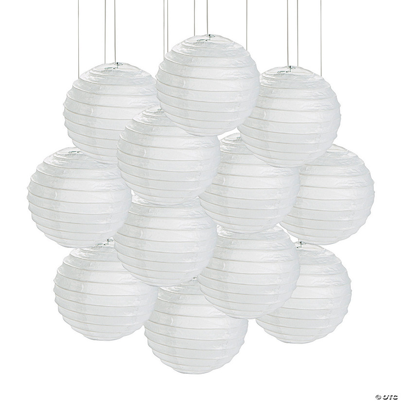 4 1/2" Mini White Hanging Paper Lanterns &amp;#8211; 12 Pc. Image