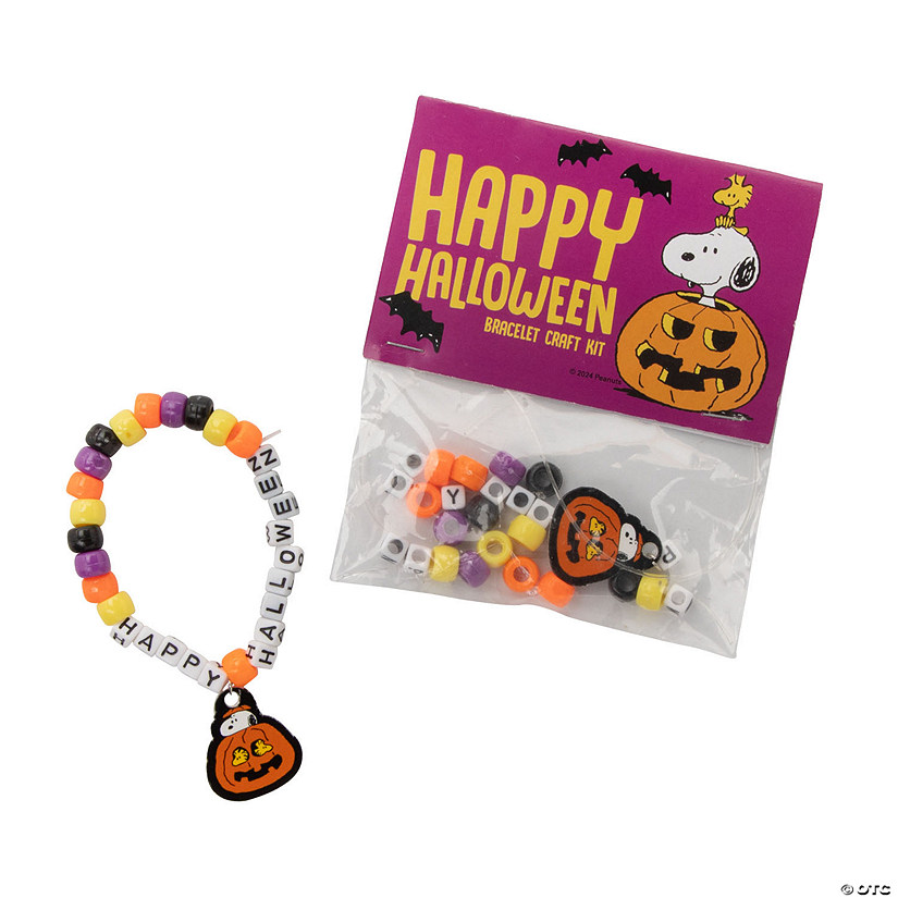 4 1/2" Peanuts<sup>&#174;</sup> Halloween Pony Bead Bracelet with Charm Craft Kit - Makes 12 Image