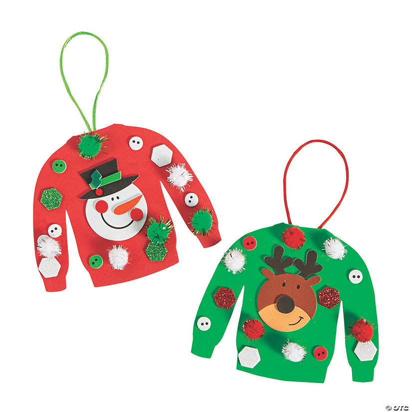 4 1/2" Ugly Sweater Christmas Ornament Red & Green Craft Kit - Makes 12 Image