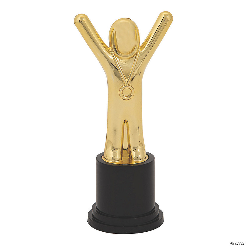 4 1/2" x 1 1/2" diam.  Goldtone Victory Plastic Award Trophies - 12 Pc. Image