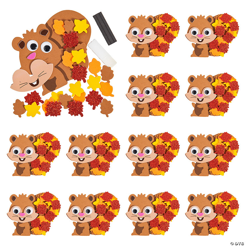 4 1/2&quot; x 3 1/2&quot; Fall Leafy Squirrel Magnet Craft Kit &amp;#8211; Makes 12 Image