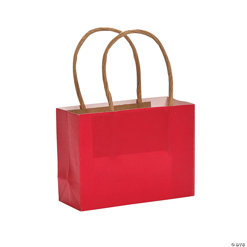 4 1/2" x 3 1/4" Mini Red Kraft Paper Gift Bags - 12 Pc. Image