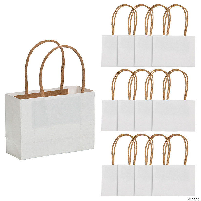 4 1/2" x 3 1/4" Mini White Kraft Paper Gift Bags - 12 Pc. Image