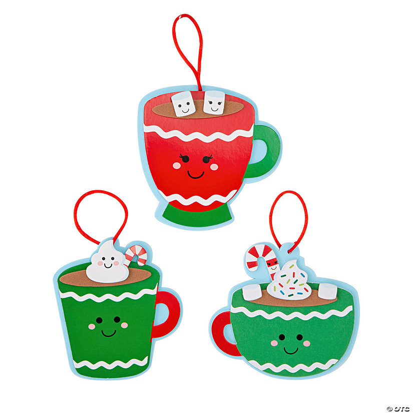 4 1/2" x 4 1/2" Cute Hot Cocoa Christmas Ornament Craft Kit - Makes 12 Image