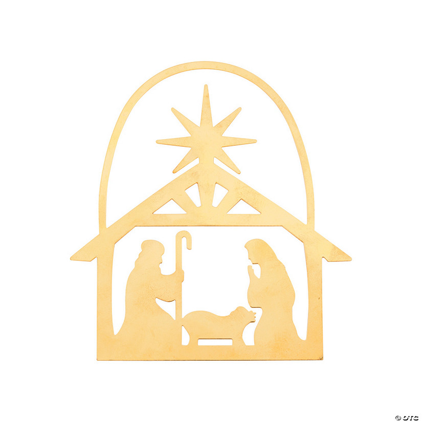 4 1/2" x 4 3/4" Gold Holy Family Silhouette Metal Christmas Ornaments - 12 Pc. Image