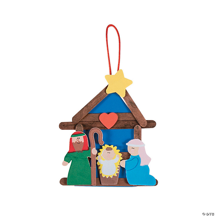 4 1/2" x 4 3/4" Nativity Craft Stick Religious Christmas Ornament Craft Kit - Makes 12 Image