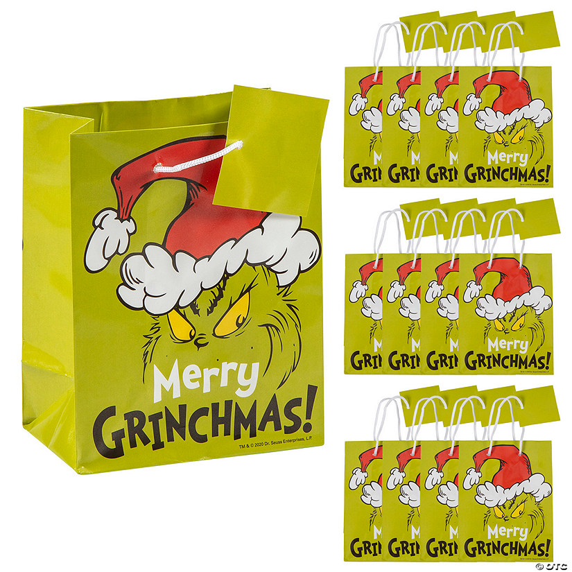 4 1/2" x 5 1/2" Small Dr. Seuss&#8482; The Grinch Paper Treat Bags - 12 Pc. Image