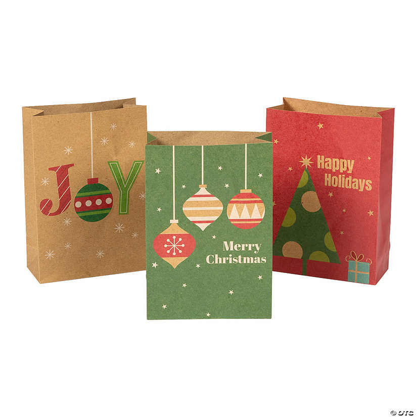 4 1/2" x 6 1/2" Medium Christmas Paper Sack Treat Bags - 24 Pc. Image