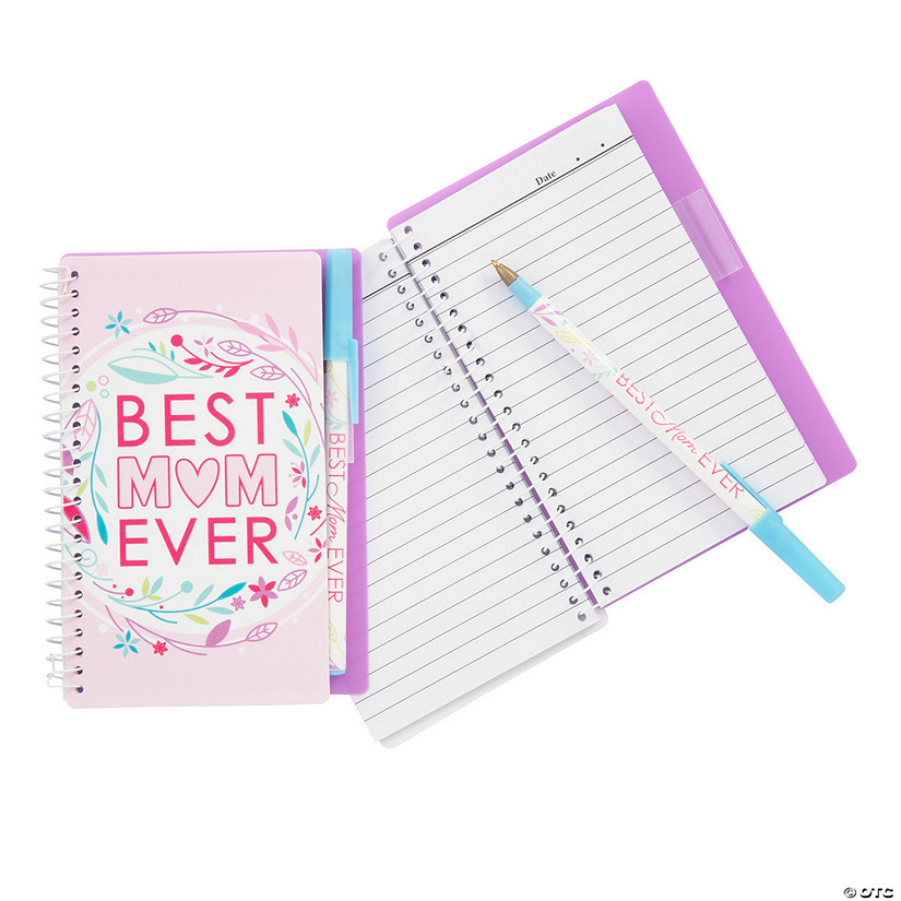 4 1/2" x 6" Mother&#8217;s Day Best Mom Ever Paper Spiral Notebooks with Pen - 12 Pc. Image