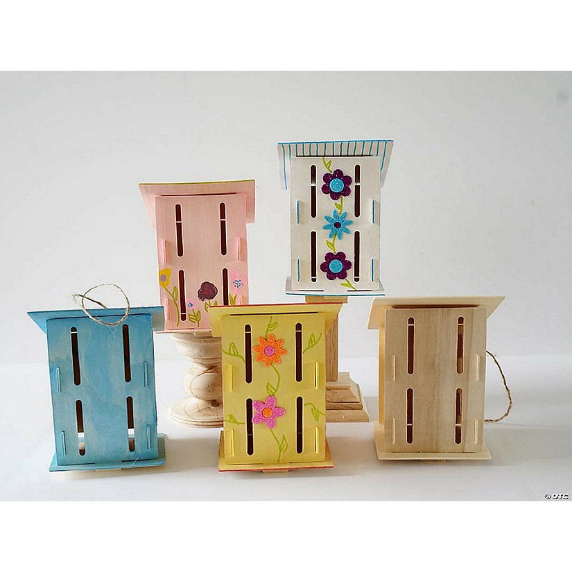 4 1/2" x 7" DIY Unfinished Paintable Wood Butterfly Houses - Makes 3 Image