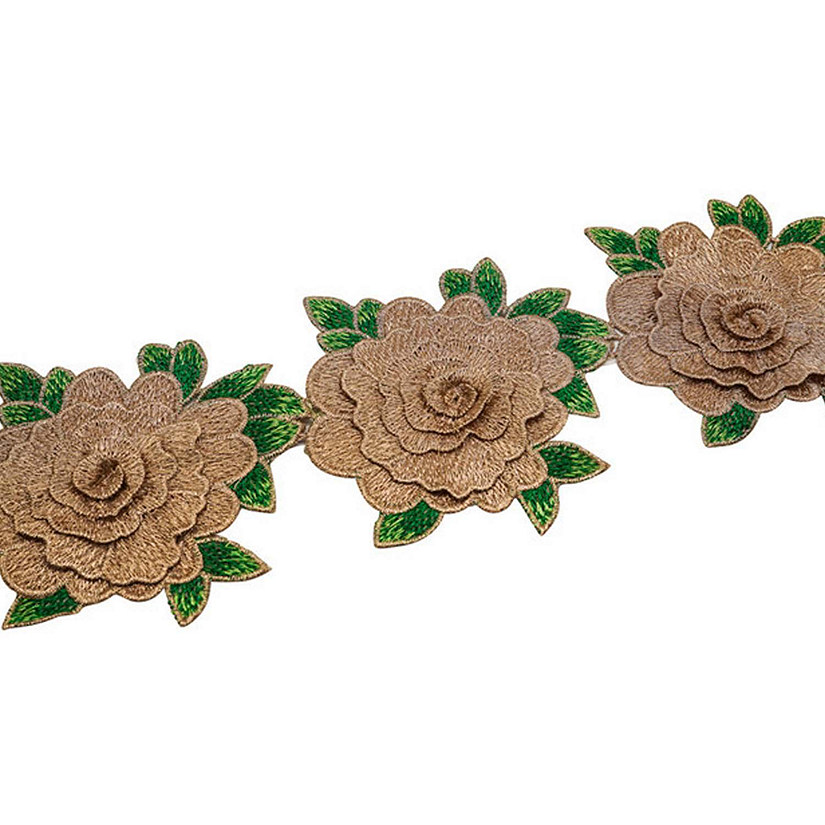 4 1/2"x 5 Yards Gold Rose Trim Image