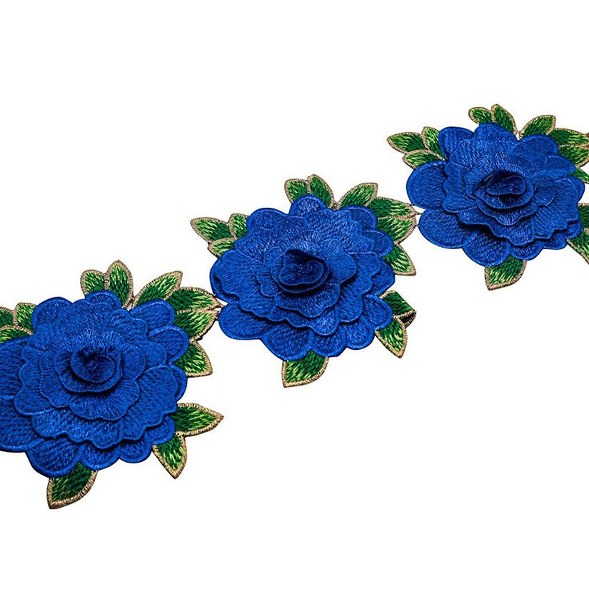 4 1/2"x 5 Yards Royal Blue Rose Trim Image