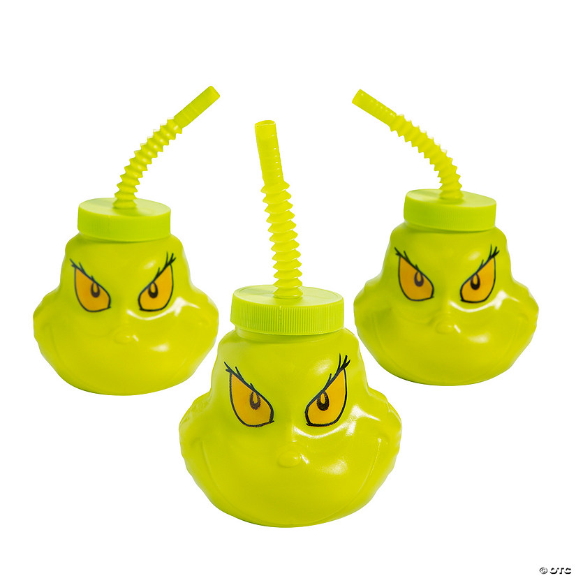 4 1/4" 14 oz. Dr. Seuss&#8482; The Grinch Reusable BPA-Free Cups with Lids & Straws - 12 Ct. Image