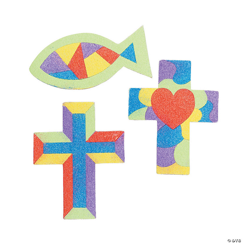 4 1/4" - 4 1/2" Religious Sand Art Magnet Craft Kit - Makes 12 Image
