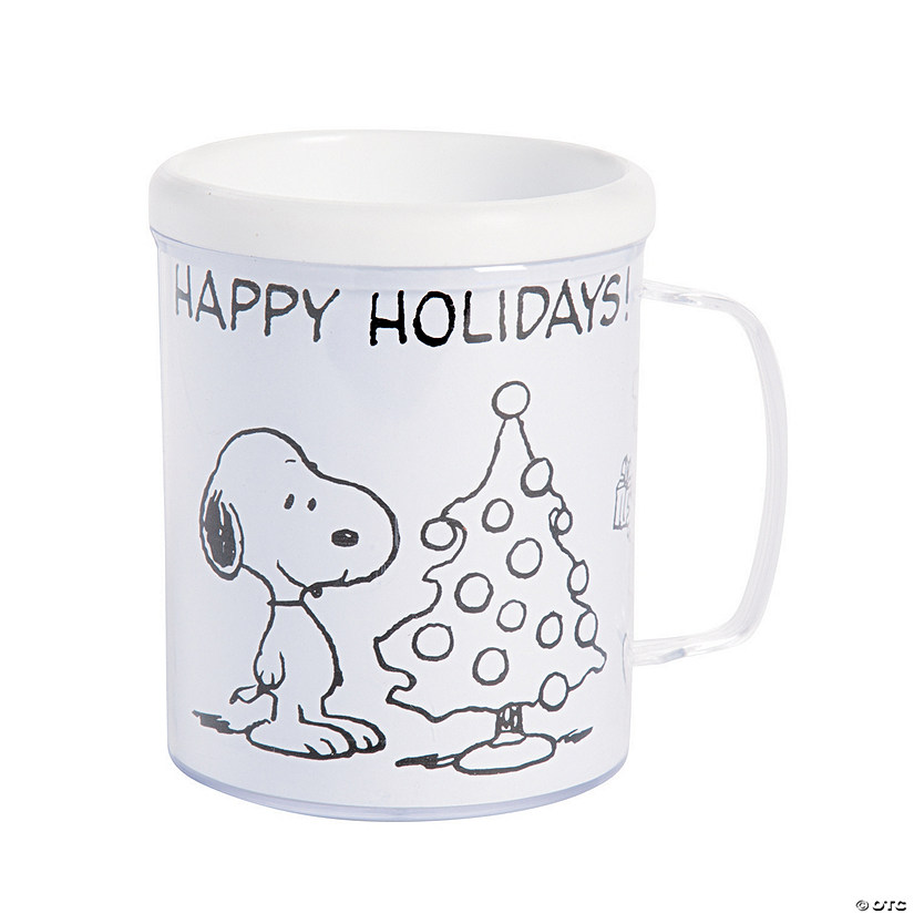 4 1/4" 8 oz. Color Your Own Peanuts&#174; Christmas Reusable BPA-Free Plastic Mugs - 12 Ct. Image