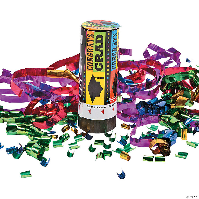 4 1/4" Congrats Grad Spring-Loaded Paper Party Poppers - 12 Pc. Image