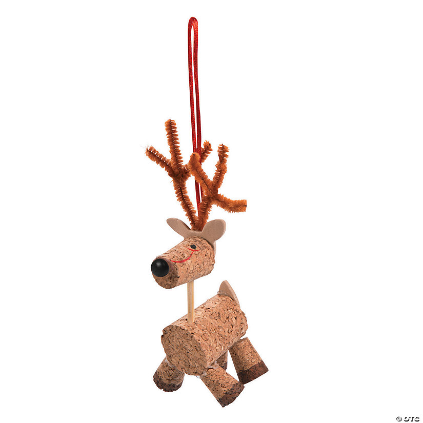 4 1/4" Cork Reindeer Christmas Ornament Craft Kit - Makes 12 Image