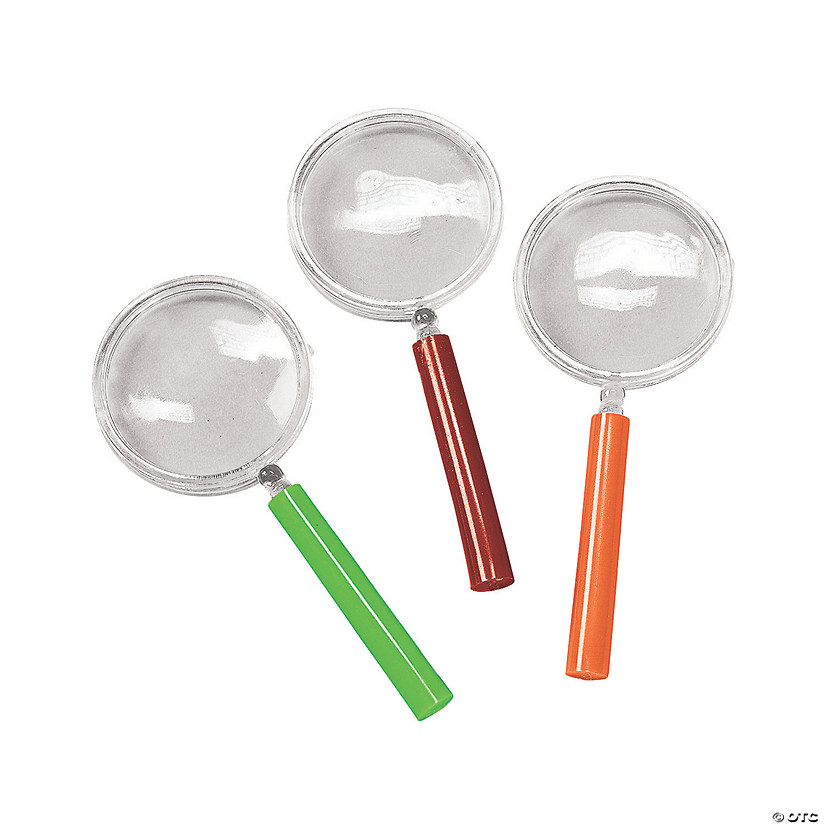 4 1/4" Green, Red & Orange Plastic Magnifying Glasses - 12 Pc. Image