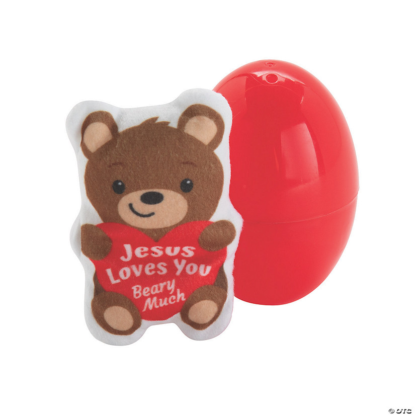 4 1/4" Jesus Loves You Beary Much Stuffed Bear-Filled Easter Eggs - 12 Pc. Image