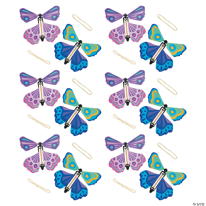 4 1/4" Mini Multicolored Paper Flying Butterfly Toys - 12 Pc. Image