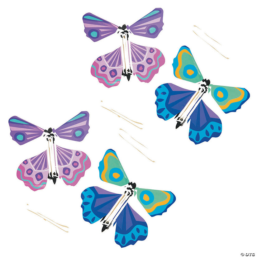 4 1/4" Mini Multicolored Paper Flying Butterfly Toys - 4 Pc. Image