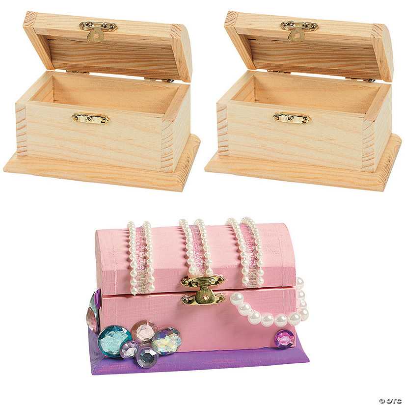 4 1/4" x 2 3/4" DIY Unfinished Wood Classic Treasure Boxes - 3 Pc. Image