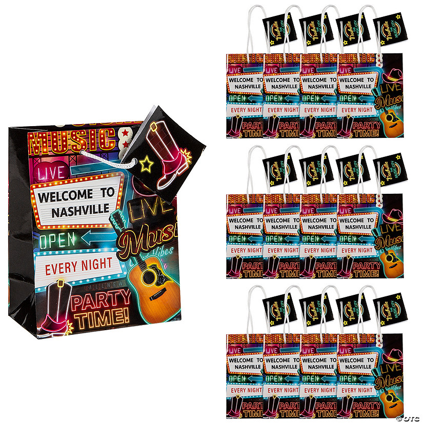 4 1/4" x 5 1/2" Small Nashville Music City Party Paper Gift Bags - 12 Pc. Image