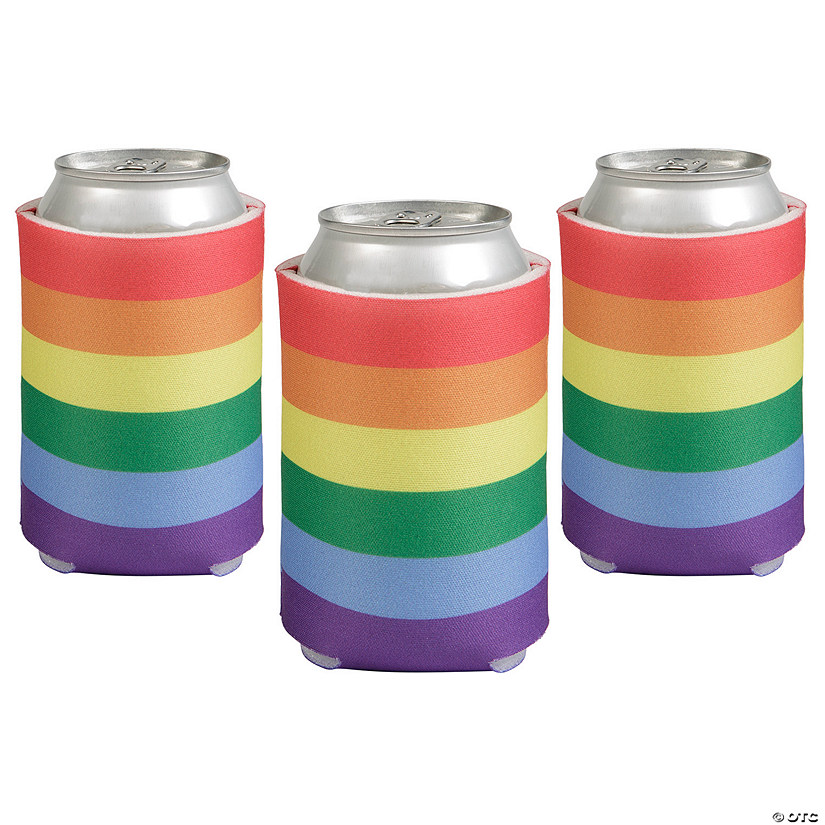 4 1/4" x 5 1/4" Pride Rainbow Party Can Coolers - 12 Pc. Image