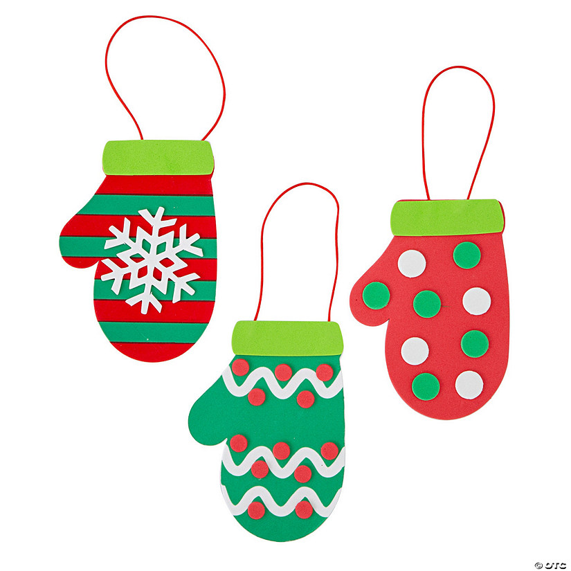 4 1/4" x 6" Mitten Christmas Ornament Red & Green Craft Kit - Makes 12 Image