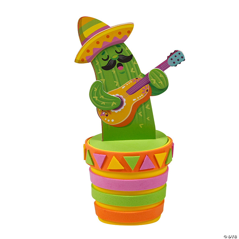 4 1/4&quot; x 7 3/4&quot; Cinco de Mayo Cactus Flower Pot Foam Craft Kit - Makes 12 Image