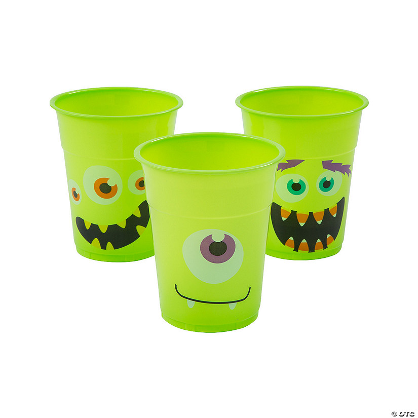 4" 10 oz. Bulk 50 Ct. Halloween Monster Disposable BPA-Free Plastic Cups Image