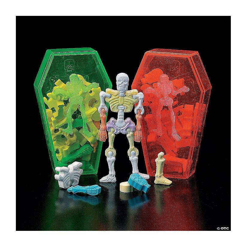 4" 11 oz. Interlocking Skeleton Bones Hard Candy Coffin Packs - 12 Pc. Image