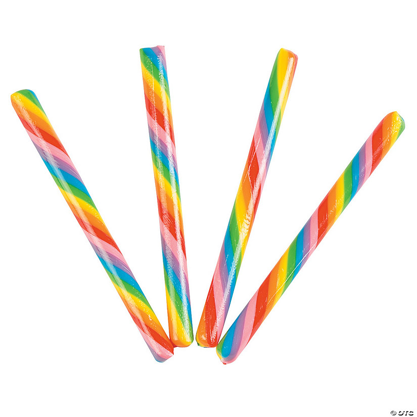 4" 2 lbs. Rainbow Striped Classic Hard Candy Sticks - 80 Pc. Image