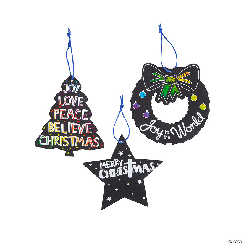 4 3/4" - 5" Magic Color Scratch Religious Cardstock Christmas Ornaments - 24 Pc. Image