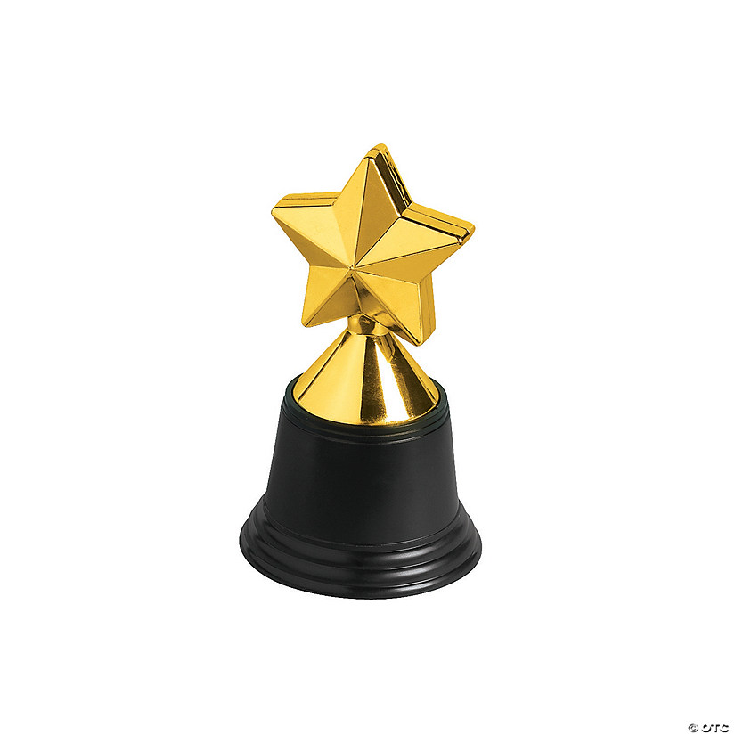 4 3/4" Mini Classic Goldtone & Black Plastic Star Trophies - 12 Pc. Image