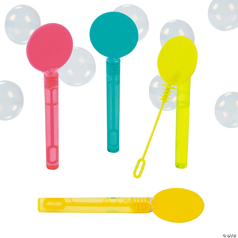 4 3/4" Mini Flat Bright Colored Bubble Tubes with Wand - 24 Pc. Image