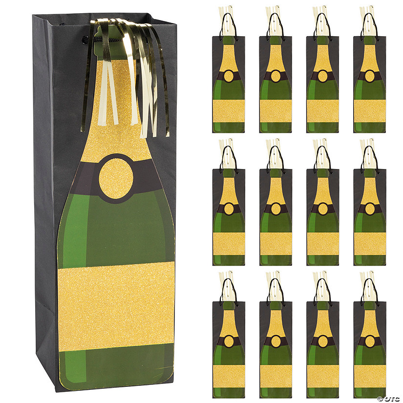 4 3/4" x 14" Champagne Paper Gift Bags - 12 Pc. Image