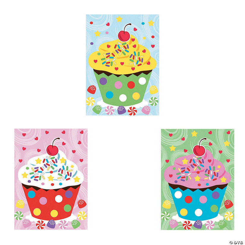 4 3/4" x 6 1/2" Mini Cupcake Multicolor Paper Sticker Scenes - 12 Pc. Image