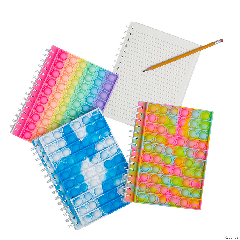 4 3/4" x 6" 50 Pg. Fidget Popping Cover Spiral Notebooks - 6 Pc. Image