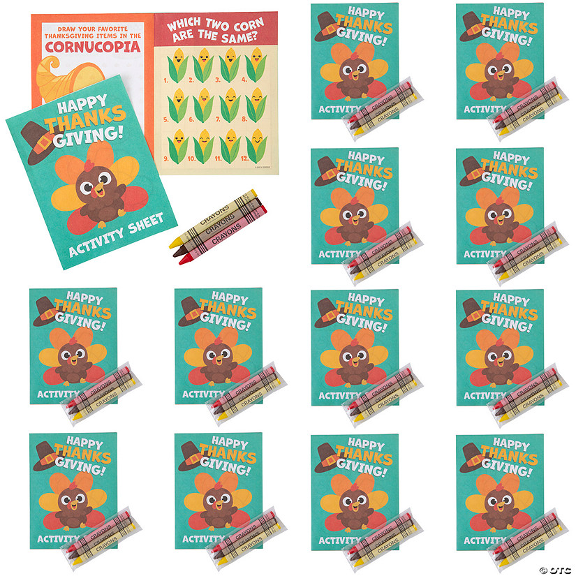 4 3/4" x 7 1/2" Thanksgiving Folding Activity Sheets with Crayon Set Image
