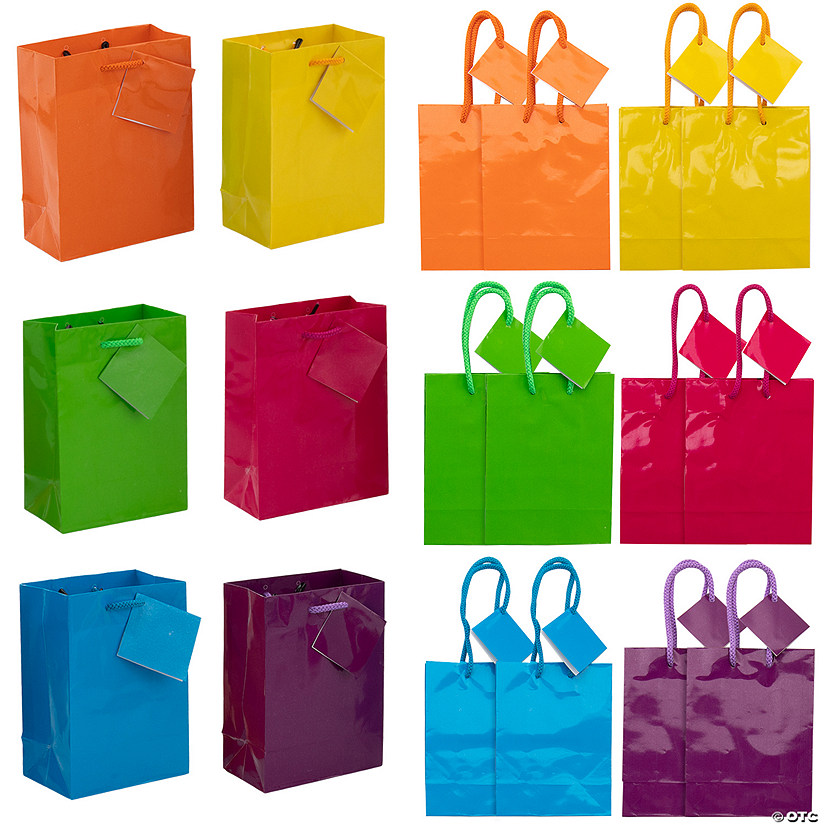 4 3/8" x 5 1/2" Small Neon Gift Bags 12 Pc. Oriental Trading