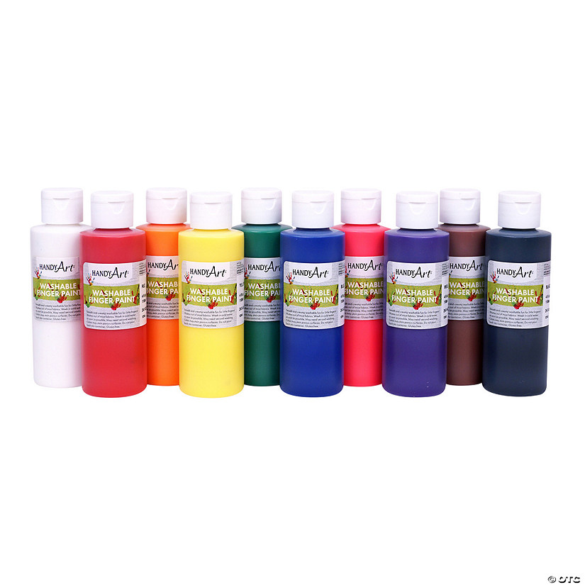 4" 4 oz. Bright 10-Color Washable Finger Paint Set - 10 Pc. Image